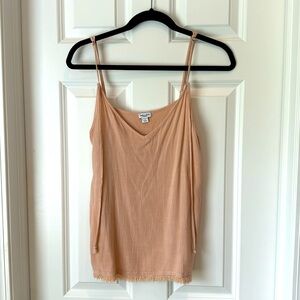 Splendid V-Neck Camisol Frayed Hem - XS‎ - Beige